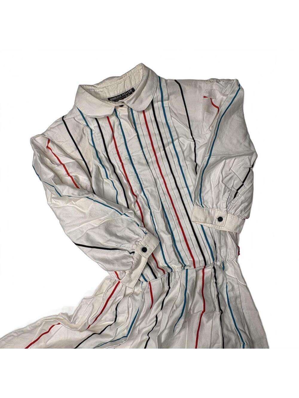 Vintage Ronnie Heller Striped Prairie Cottagecore Dress - Picture 2 of 9